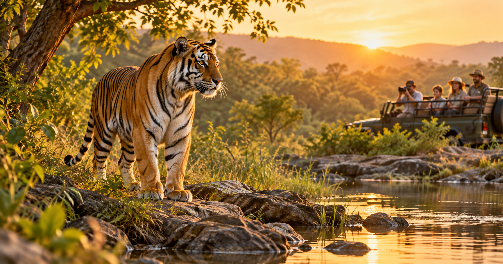 Golden Hour Tiger Safari by the Stream